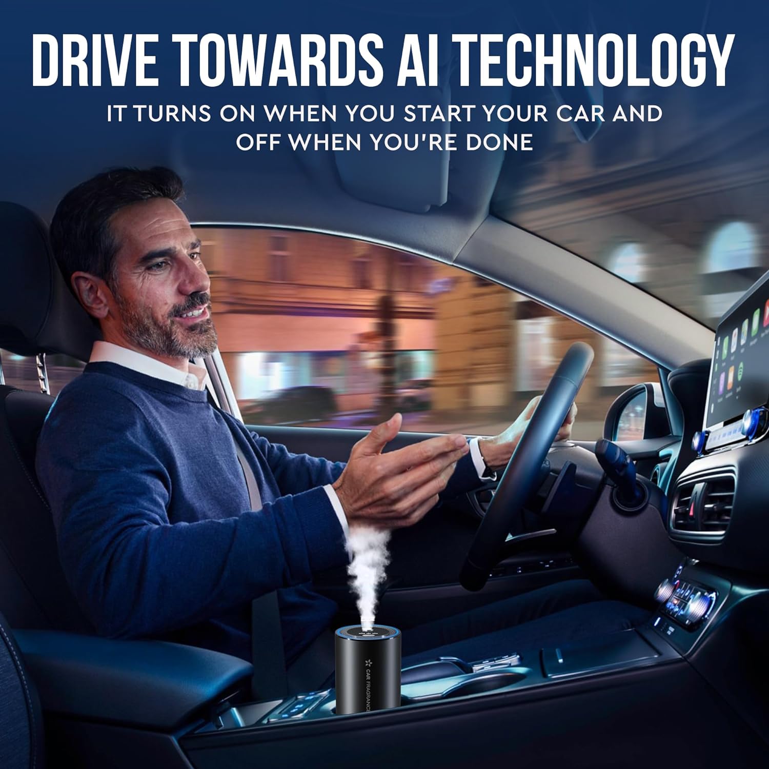 Smart Car Diffuser: Experience Luxury with 50ml Cologne Scent - Perfume Your Journey with Ultrasonic Aroma Tech Smart Car Air Freshener