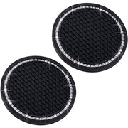 Universal Vehicle Bling Cup Holder Insert Coaster Car Interior Accessories-2.75 inch Silicone Anti Slip Crystal Rhinestone Car Coaster-Universal (Pack of 2)